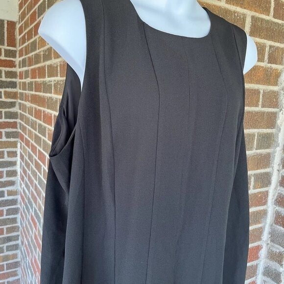 Lane Bryant Black Sleeveless Shift Dress Plus Size 28 Ruffle Hem Lined Zip Back - Picture 3 of 8